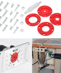 Pro Grade Heavy Gauge Aluminum Router Table Insert Plate With Four Quick Swap Rings And Secure Mount Screws For Woodworking Trim Machines parts and assembly image