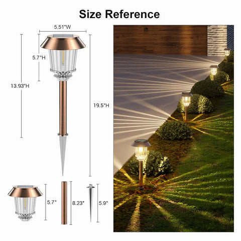 Outdoor Solar Lights 4 Pack Waterproof Garden Pathway Driveway Yard Lights With Auto On Off, size reference illustration