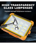 JUDYSSY 200-800W Outdoor Solar Led Floodlight Emergency Lighting Rechargeable with high transparency glass lampshade.