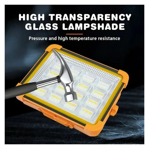 JUDYSSY 200-800W Outdoor Solar Led Floodlight Emergency Lighting Rechargeable with high transparency glass lampshade.
