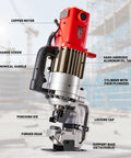 Beefy 25T Electric Hydraulic Hole Puncher With Five Dies 1700W Copper Motor Rugged Punch Tool For Metal Up To 12mm Thick Red CPM25, red hydraulic puncher