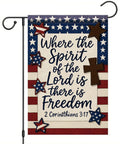 Patriotic Christian Garden Flag 12x18 Inch Double Sided Front Yard Decor With Bible Verse Where The Spirit Of The Lord Is There Is Freedom