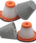 2 Pack HEPA Filter Replacement For 20V MAX PowerConnect Handheld Vacuum BCHV001C1 And BCHV001B Fits Craftsman V20 CMCVH001B Vacuum Cleaner Compare To N900287, showing two cone-shaped filters with orange tops and black bases.
