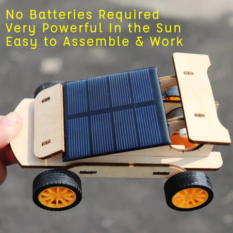 DIY RC Car Kit Build Your Own Solar Powered Remote Control Car STEM Toys For Kids Ages 8 To 12 on hand, showcasing solar panel.