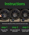 Inflation steps for Portable Tire Inflator Air Compressor 150 PSI For Cars, Motorcycles, Bicycles And Balls.