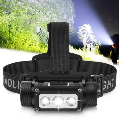 Rechargeable 4000 Lumen Headlamp For Grownups Super Bright LED Headlight With Six Modes and 160 Degree Adjustable Beam