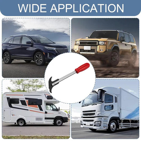 Oil Seal Removal Tool With Dual Hook Tips Heavy Duty Puller Kit for automotive use, shown with various vehicles
