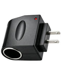 No Sweat AC To DC Power Converter Adapter with compact design, 220V plug, and car socket for automotive use.