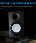 Sound Dampening Speaker Riser Foam Platform Pro Grade for Studio Monitors displayed on black foam platform