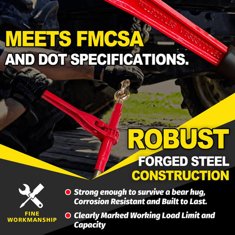 Heavy Duty Ratchet Chain Binder Three Eighths To One Half Inch With Clevis Hooks, 9,200 Lbs Working Load, Two Pack, meets FMCSA