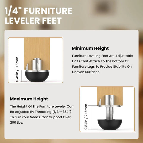M8 Thread Adjustable Furniture Leveling Feet With T Nuts For Tables Chairs And Cabinets Heavy Duty Galvanized Screw In Glides No Sweat Easy Install Stable Leveling Feet For Home Workshop