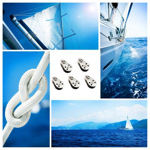 Heavy Duty Stainless Steel Pulley Block Kit 10 Pieces M25 Wire Rope Cable Roller for Lifting Towing Hanging Rigging with Smooth Ball Bearing Rotation Precision on sailboat ropes