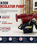 Reliable Replacement Water Circulator Pump For Baseboard Heat 115V Power Fractional Hp Motor runs slick with no sweat install, durable red cast iron.