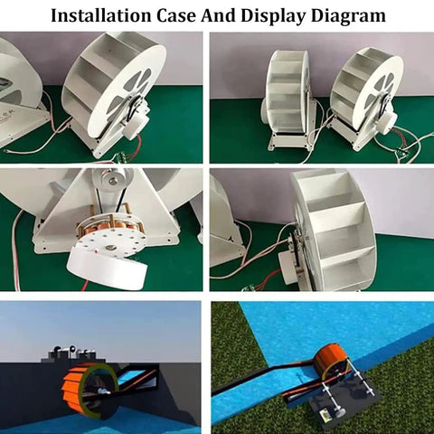 Installation diagram of micro hydroelectric generator for outdoor lighting low speed water turbine disc type power generator