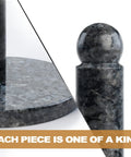 Close-up of Blue Pearl Granite Paper Towel Holder For Kitchen Countertop, highlighting the unique Norwegian stone texture.