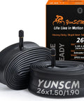 Heavy Duty 26 Inch Bike Inner Tubes 26x1.50/1.75/1.90 with 32mm Schrader Valve, Two Pack in front of product box
