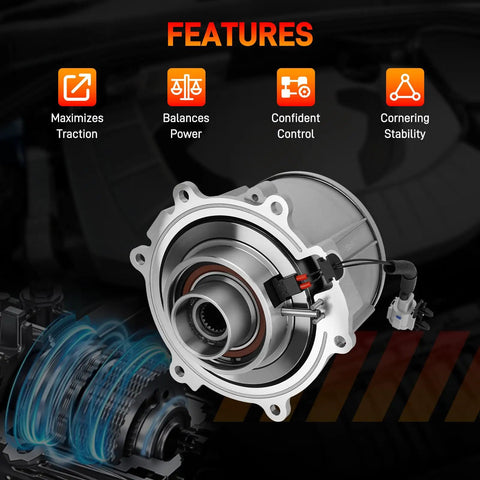 Rear Differential Coupling Assembly Replacement For Nissan Rogue, Rogue Sport, Qashqai, And Murano Direct Fit Pro Grade OE Quality Durable Upgrade For 2014-2020 Rogue 2.5L, 2016-2020 Murano Hybrid 2.5L, 2015-2020 Murano 3.5L, 2017-2020 Qashqai 2.0L featuring silver metal housing and connector