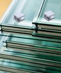 4 Pack Glass Shelf Clips Brackets For 8 To 10mm Thick Shelves, Zinc Alloy, shown with glass shelves