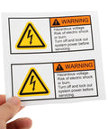 High Voltage Warning Stickers For Electrical Panels And Industrial Equipment, Tough Safety Labels For Electric Shock Prevention