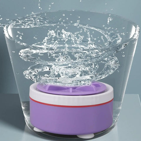 Portable Mini Washing Machine USB Powered Compact Clothes Washer Adjustable Timer For Delicates Underwear Produce And Dishes Purple in water.