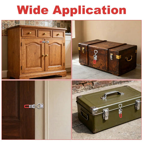 Wooden cabinet and trunk secured with stainless steel toggle latches with lock holes set of two adjustable 304 latch clamps.