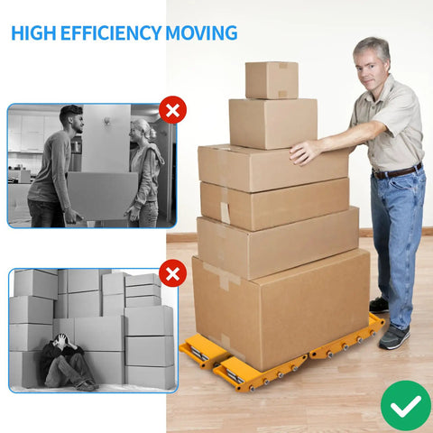 Dollate 26400 Lbs Heavy Duty Machine Skates 12 Ton Capacity Industrial Dolly Plates used for easy moving of stacked boxes.
