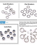 304 Stainless Steel M8 Eye Bolts Beefy Lifting Ring Set with Lock Nuts, Flat and Lock Washers for Secure Load Connections