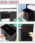 Six Shelf Hanging Closet Organizer With Five Drawers And Three Pockets Two Hooks Foldable Wardrobe Storage details view.