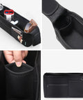 Durable Neoprene Golf Cart Organizer Bag with Front Pocket showing compartments for organizing scorecards, pencils, and gear.