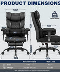 Product dimensions of Big And Tall Office Chair With Footrest For All Day Comfort, High Back Ergonomic Desk Chair, Black