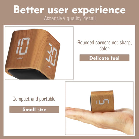 Cube Productivity Timer For Work And Study, 5, 10, 30, 60 Minute Presets With Custom Countdown displayed in hand and on desk