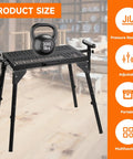 Boss Level Miter Saw Stand With Smooth Extension Rollers Eight Position Height Adjustment Heavy Duty 300 Lb Power Tool Workhorse Mobile Rolling Bench Rig For Planers And Saws with adjustable height and 300 lbs capacity.