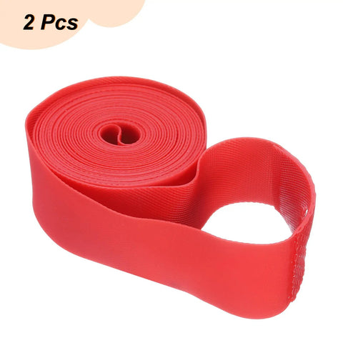 Two Pack 700C Rim Tape 18mm PVC Wheel Rim Strip Liner Inner Tube Protector Guard Anti Scratch Cushion Pad in red, coiled view