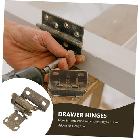 Assembly of drawer hinges, hand using tool; Four Pack Self Closing Cabinet Door Hinges With No Slam Soft Close For Iron Corner
