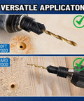 Size 8 Countersink Drill Bit Set For Wood 12 Piece with drill in softwood and hardwood, titanium coated for woodworking.