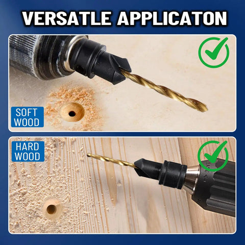 Size 8 Countersink Drill Bit Set For Wood 12 Piece with drill in softwood and hardwood, titanium coated for woodworking.