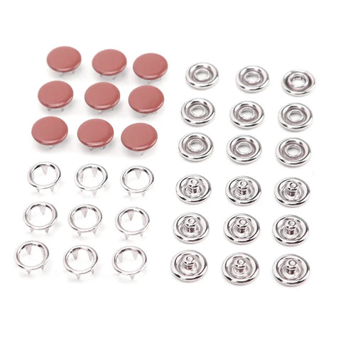 100 Pcs Colorful Brass Snap Fasteners Kit For Crafting, Sewing, And Leather Making, Rustproof And Durable, Easy Installation, Includes Hollow And Solid Male And Female Snaps, Great For DIY Projects, pink brass snaps set