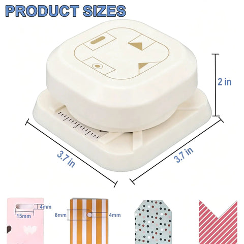 4 In 1 Multi Shape Paper Punch With Oval Fish Eye Dovetail And Beveled Corners Ultimate Diy Craft Cutter dimensions 3.7 in by 2 in for scrapbooking.