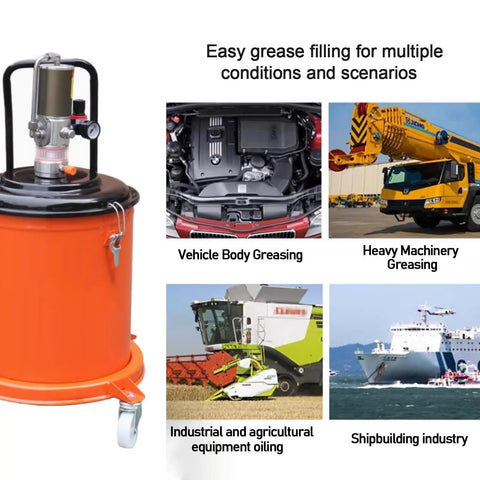 Heavy Duty Pneumatic Grease Transfer Pump With 13 Foot Hose And Grease Gun 50 To 1 Pressure Ratio Badass Lubrication Rig Shop Tested Workhorse For Factory Machinery And Drums