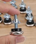 12 Pcs M6 Adjustable Furniture Leveling Feet With T Nut Glide Pads For Table Legs Height Adjustable Wide Bearing Base Anti Scratch And Anti Slip For Tables Chairs Cabinets And Wooden Furniture, close-up