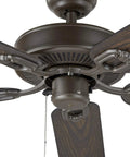 Close-up of 52 Inch Indoor Outdoor Ceiling Fan With Five Dark Walnut Blades And Oil Rubbed Bronze Finish showing motor detail.