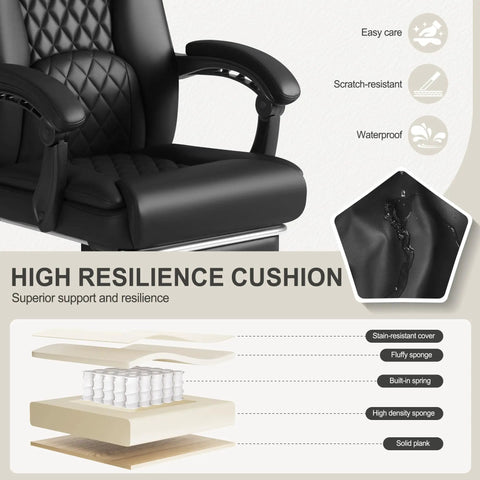 Executive Home Office Chair With Lumbar Support And 400 Lb Capacity Adjustable Ergonomic High Back Managerial Desk Chair cushion details