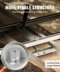 Portable Chainsaw Mill And Rail Guide System showing the locking nuts and structure stability for precise milling.