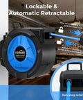 Retractable 3/8 Inch By 100 Foot Hybrid Air Hose Reel With 6.5 Foot Lead-In, Auto Lock And Release System, 180 Degree Swivel Bracket