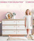 Totally Adorable Pink Bow Dresser Knobs Six Pack Ceramic Drawer Pulls for Girls Room and Nursery on white dresser in child's room