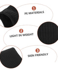 Heavy Duty Kickass Cut Resistant Arm Sleeves highlighting PE materials, lightweight design, and skin-friendly fabric.