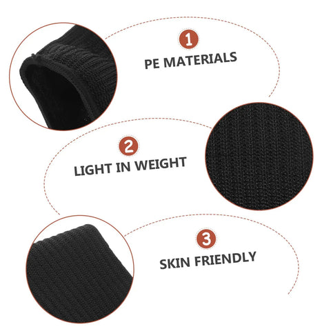 Heavy Duty Kickass Cut Resistant Arm Sleeves highlighting PE materials, lightweight design, and skin-friendly fabric.