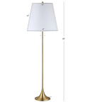 63 Inch Brass Gold Modern Glam LED Floor Lamp With White Linen Empire Shade, Pull Chain, UL Listed, LED Bulb Included