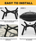Assembly steps for Heavy Duty Round Steel Wood Burning Fire Pit For Backyard And Patio Or Camping Bonfires 28 Inch