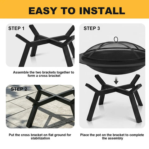 Assembly steps for Heavy Duty Round Steel Wood Burning Fire Pit For Backyard And Patio Or Camping Bonfires 28 Inch